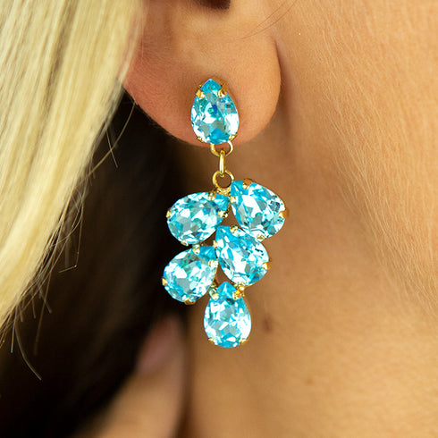 Auskarai "Amber II (Aqua Bohemica)" su Preciosa™ kristalais